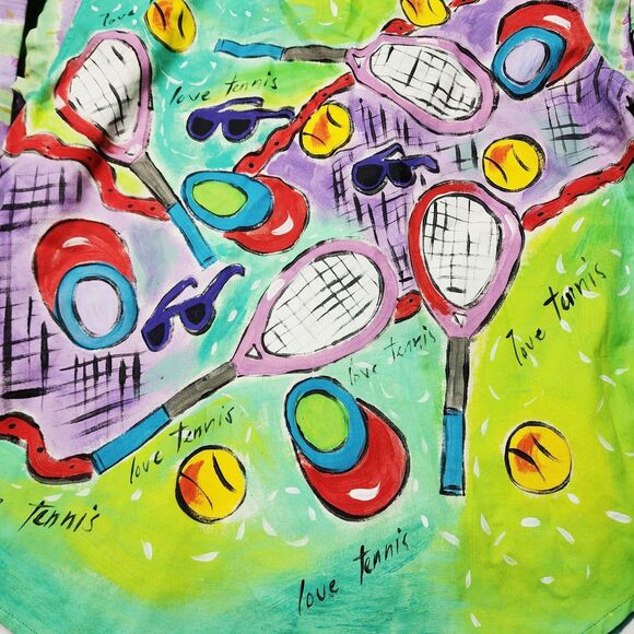 VTG 80s Encore By Silkscapes Hand Painted Tennis Button Up Shacket Size Small P - Picture 10 of 15